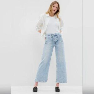 GAP High Rise Stride Ankle Jeans Relaxed Cropped Wide Leg Light Wash Size 25